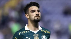Flaco López, jogador do Palmeiras, comemora seu gol durante partida contra o Ituano no estádio Arena Barueri pelo Campeonato Paulista 2024. Foto: Marcello Zambrana/AGIF