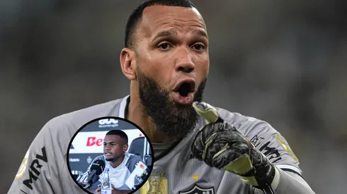 Everson e Alisson foram cortados de viagem a Criciúma por lesões e preocupam Milito no Atlético Montagem de Everson e Alisson - Fotos: AGIF e Pedro Souza/Atlético