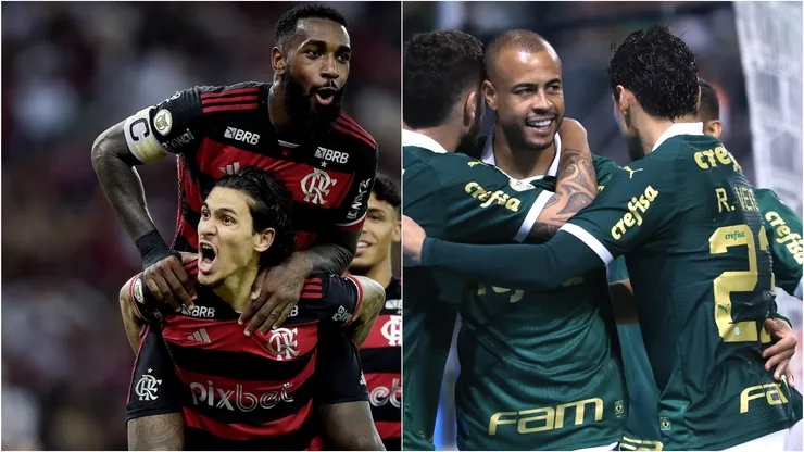 Flamengo e Palmeiras em 2024. Foto: Alexandre Loureiro/Marcello Zambrana/AGIFAGIF