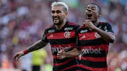 De Arrascaeta jogador do Flamengo comemora gol durante partida contra o Fluminense no estadio Maracana pelo campeonato Carioca 2024. Foto: Thiago Ribeiro/AGIF