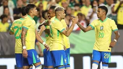 Jogadores da Seleção Brasileira comemoram gol contra a Seleção do México. Foto: Omar Vega/Getty Images.