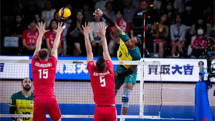 Leal brilhou contra a Polônia na 1ª fase da VNL. Foto: FIVB