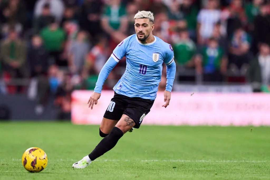 Arrascaeta em amistoso da Seleção do Uruguai. Juan Manuel Serrano Arce/Getty Images.