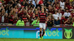 David Luiz jogador do Flamengo comemora seu gol durante partida contra o Bahia. Foto: Thiago Ribeiro/AGIF