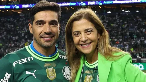 Leila Pereira e Abel Ferreira, presidente e treinador do Palmeiras – Foto: Cesar Greco/SE Palmeiras