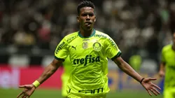 Estevao jogador do Palmeiras comemora seu gol durante partida contra o Atletico-MG no estadio Arena MRV pelo campeonato Brasileiro A 2024. Foto: Gilson Lobo/AGIF