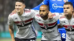James Rodríguez, Lucas Moura e Alisson, que está na mira do Cruzeiro. Trio do São Paulo