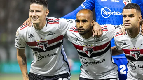 James Rodríguez, Lucas Moura e Alisson, que está na mira do Cruzeiro. Trio do São Paulo