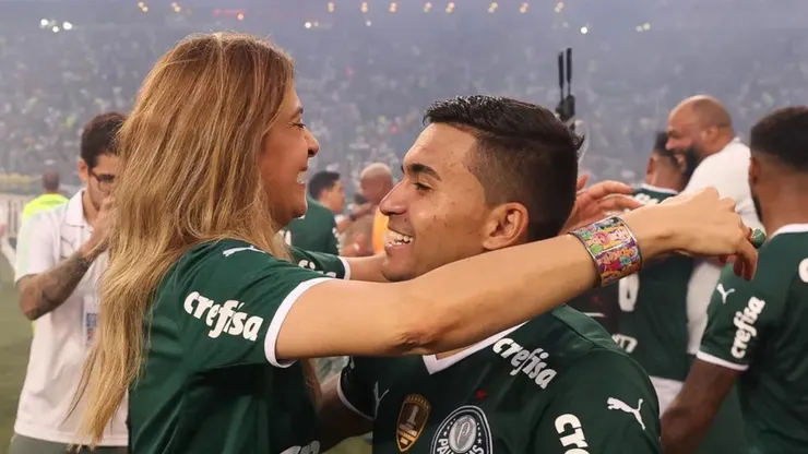 Leila Pereira e Dudu no Palmeiras; Atacante está vendido ao Cruzeiro - Foto: Cesar Greco/Palmeiras