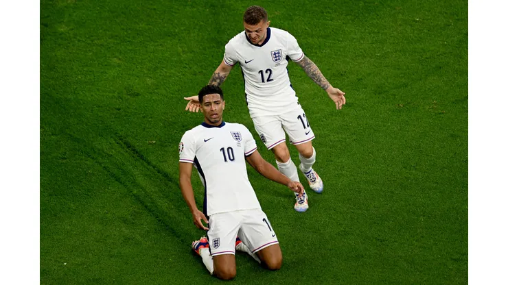 Belligham comemorando gol na Euro. (Foto de Matthias Hangst/Getty Images)