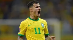 Philippe Coutinho comemorando gol durante partida entre Brasil e Paraguai, no Mineirão, pelas Eliminatórias para a Copa de 2022, no dia 01/02/2022. Foto: Pedro Vilela/Getty Images