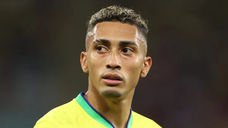Raphinha em jogo da Seleção Brasileira pela Copa do Mundo de 2022 (Foto: Catherine Ivill/Getty Images)