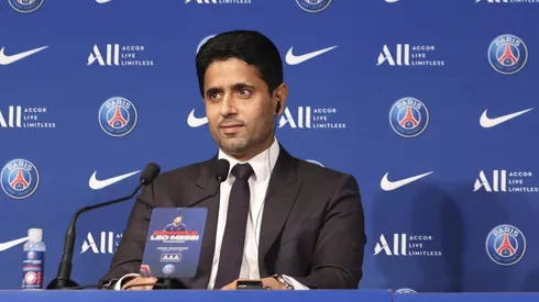 Nasser Al-Khelaifi, dono do PSG, entra em polêmica com Textor - Foto: Sebastien Muylaert/Getty Images