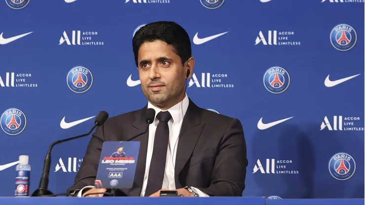 Nasser Al-Khelaifi, dono do PSG, entra em polêmica com Textor - Foto: Sebastien Muylaert/Getty Images