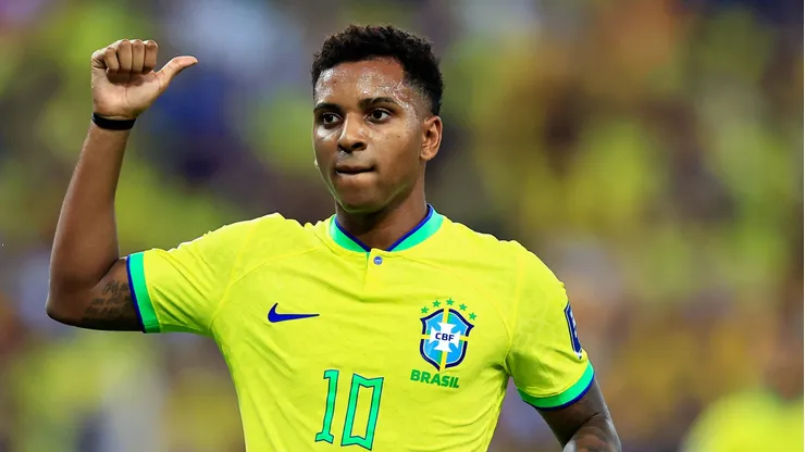 Rodrygo em partida da Seleção Brasileira contra a Argentina (Foto: Buda Mendes/Getty Images)