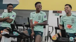 Endrick, Vini Jr. e Rodrygo na Seleção Brasileira. Foto: CBF