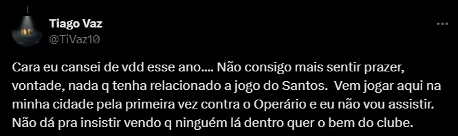 Torcedor do Santos. Foto: Reprodução / Twitter