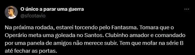 Torcedor do Santos. Foto: Reprodução / Twitter