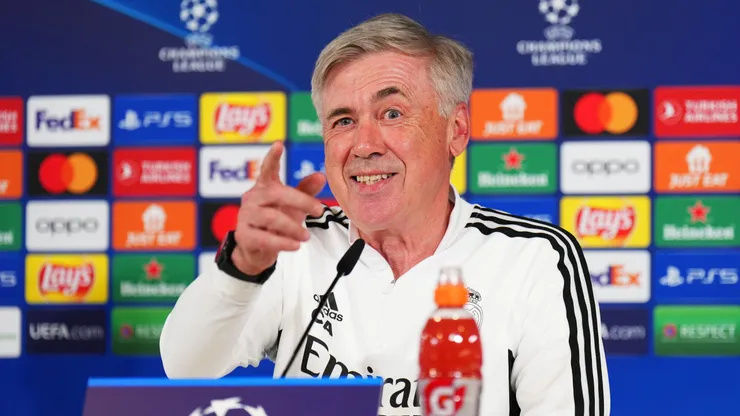 Carlo Ancelotti, treinador do Real Madrid, em coletivva de imprensa - Foto: Angel Martinez/Getty Images
