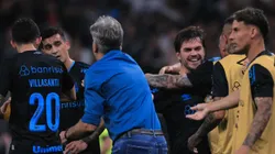 SP - SAO PAULO - 18/09/2023 - BRASILEIRO A 2023, CORINTHIANS X GREMIO - Nathan jogador do Gremio comemora seu gol durante partida contra o Corinthians no estadio Arena Corinthians pelo campeonato Brasileiro A 2023.