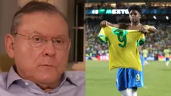 Milton Neves pede Endrick como titular da Seleção. Foto Milton Neves: YouTube. Foto Endrick: Omar Vega/Getty Images.