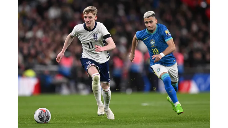 Andreas Pereira jogando pelo Brasil. (Foto de Mike Hewitt/Getty Images)