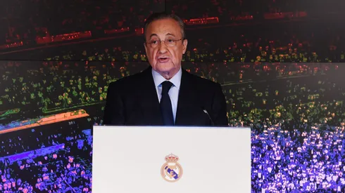 Florentino Pérez, presidente do Real Madrid, em coletiva de imprensa - Foto: Denis Doyle/Getty Images