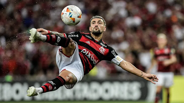 De Arrascaeta jogador do Flamengo durante partida contra o Palestino no estadio Maracana pelo campeonato Copa Libertadores 2024. Foto: Thiago Ribeiro/AGIF
