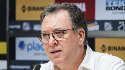 Marcelo Teixeira durante coletiva de imprensa. Atacante está fora dos planos do dirigente.