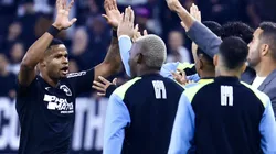 Júnior Santos comemorando o gol da vitória do Botafogo