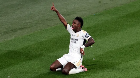 Vini Jr do Real Madrid comemorando gol. (Foto de Ryan Pierse/Getty Images)