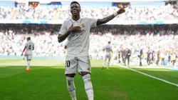MADRID, SPAIN - SEPTEMBER 11: Vinicius Junior of Real Madrid CF celebrates after scoring their side's second goal during the LaLiga Santander match between Real Madrid CF and RCD Mallorca at Estadio Santiago Bernabeu on September 11, 2022 in Madrid, Spain. (Photo by Angel Martinez/Getty Images)