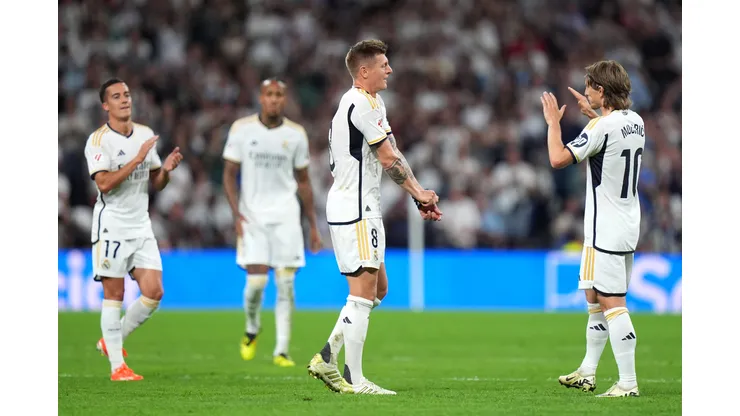 Kroos e Modric em partida do Real Madrid. (Foto de Angel Martinez/Getty Images)