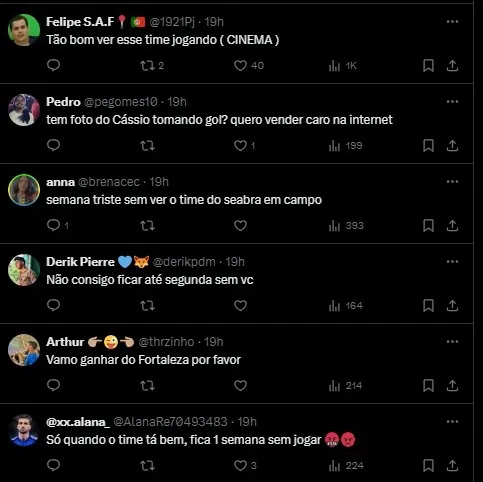 Torcida do Cruzeiro na web. Foto: Reprodução X.