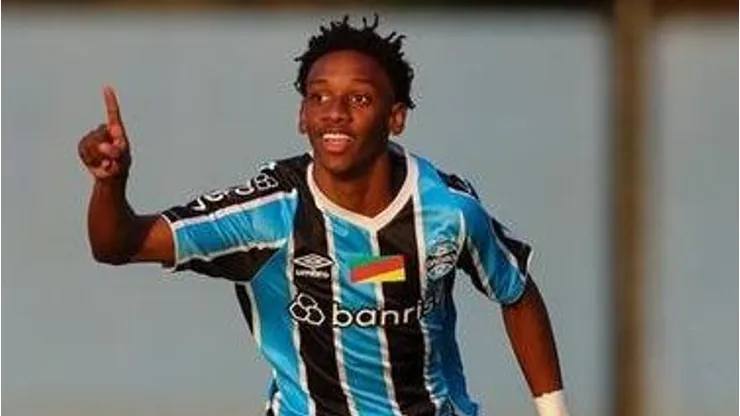 Gabriel Mec, comemorando gol pelas categorias de base do Grêmio. Foto: Guilherme Testa / Grêmio FBPA