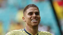 Cuellar com a camisa da Colômbia. Volante pode chegar em breve ao Timão.