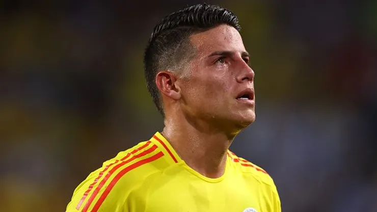 James Rodríguez durante partida entre Argentina e Colômbia, no Hard Rock Stadium, em Miami, pela final da Copa América, no dia 14/07/2024. Foto: Maddie Meyer/Getty Images