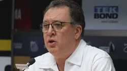 Marcelo Teixeira, presidente do Santos, em entrevista coletiva na Vila Belmiro, no dia 08/01/2024.