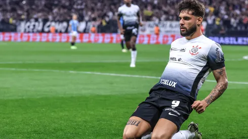 SP - SAO PAULO - 25/07/2024 - BRASILEIRO A 2024, CORINTHIANS X GREMIO - Yuri Alberto jogador do Corinthians comemora seu gol durante partida contra o Gremio no estadio Arena Corinthians pelo campeonato Brasileiro A 2024. Foto: Marcello Zambrana/AGIF