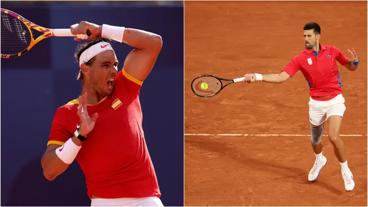 Nadal e Djokovic vão se enfrentar nas Olimpíadas 2024. Fotos: Getty Images