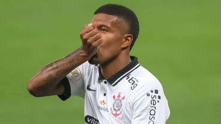 Léo Natel jogador do Corinthians comemora seu gol durante partida contra o Ceara no estadio Arena Corinthians pelo campeonato Brasileiro A 2020.