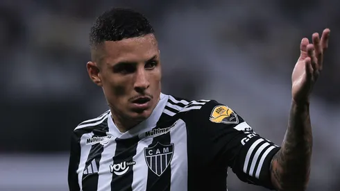 Guilherme Arana jogador do Atletico-MG durante partida contra o Corinthians no estadio Arena Corinthians pelo campeonato Brasileiro A 2024.