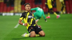 Matheus Martins em ação pelo Watford. Foto: Richard Heathcote/Getty Images