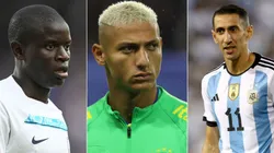 Michael Regan; Elsa; Dean Mouhtaropoulos/Getty Images - Kanté, Richarlison e Di María