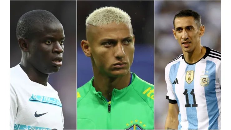 Michael Regan; Elsa; Dean Mouhtaropoulos/Getty Images - Kanté, Richarlison e Di María