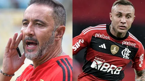 Fotos: Thiago Ribeiro/AGIF - Vítor Pereira e Everton Cebolinha: atacante foi especulado para deixar o Flamengo