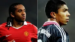 Foto: Clive Mason/Getty Images - Anderson no Manchester United | Gary M Prior/Allsport - Elber no Bayern de Munique