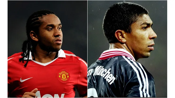 Foto: Clive Mason/Getty Images - Anderson no Manchester United | Gary M Prior/Allsport - Elber no Bayern de Munique