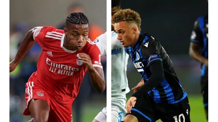 Foto Neres: Adam Nurkiewicz/Getty Images - Foto Lang: Dean Mouhtaropoulos/Getty Images - Club Brugge e Benfica se enfrentam
