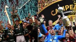Foto: API/AGIF; Mateus Bonomi/AGIF - Palmeiras e Flamengo levantando taças
